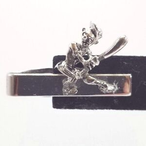 Emmons Signed Vintage Silver Tone Baseball Player Tie Bar